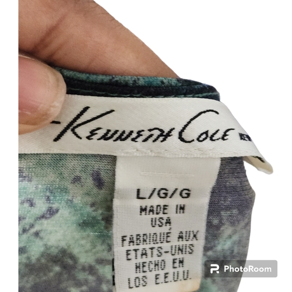 Kenneth Cole wrap dress SZ L Blue pattern - Picture 3 of 3
